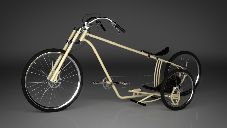 3D Visualisierung Dresden Industrie Beipiel Fahrrad Cruiser fotorealistisch mit Details und Beiwagen